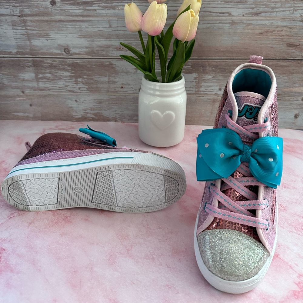 đź’ JoJo Siwa Shoes - Girls Pink Sequined High Top Sneakersđź’ - Picture 4 of 8